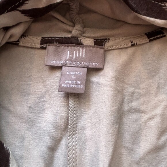 J. Jill Wearable Collection Faux Wrap Dress Tan And Brown Geometric Dress Size L - Picture 11 of 13
